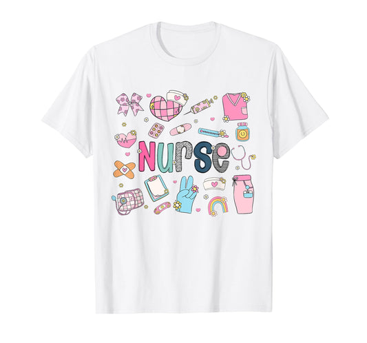 Cute Nurse Retro RN LPN Women Nurses School Life Work Scrub T-Shirt