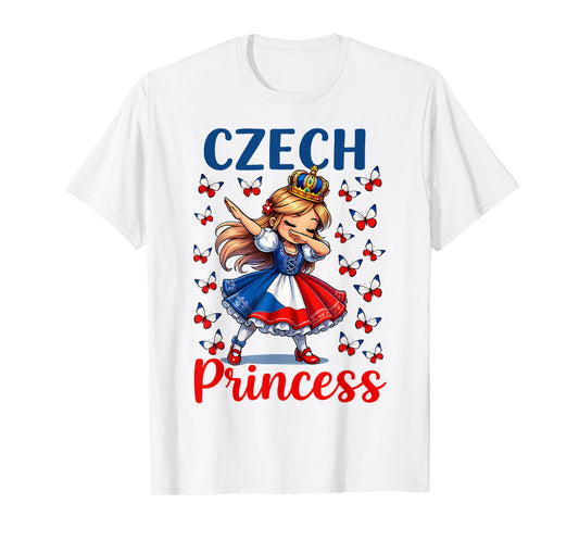 Czech Princess Dabbing Girl Cute Czechia Pride Outfit Girls T-Shirt