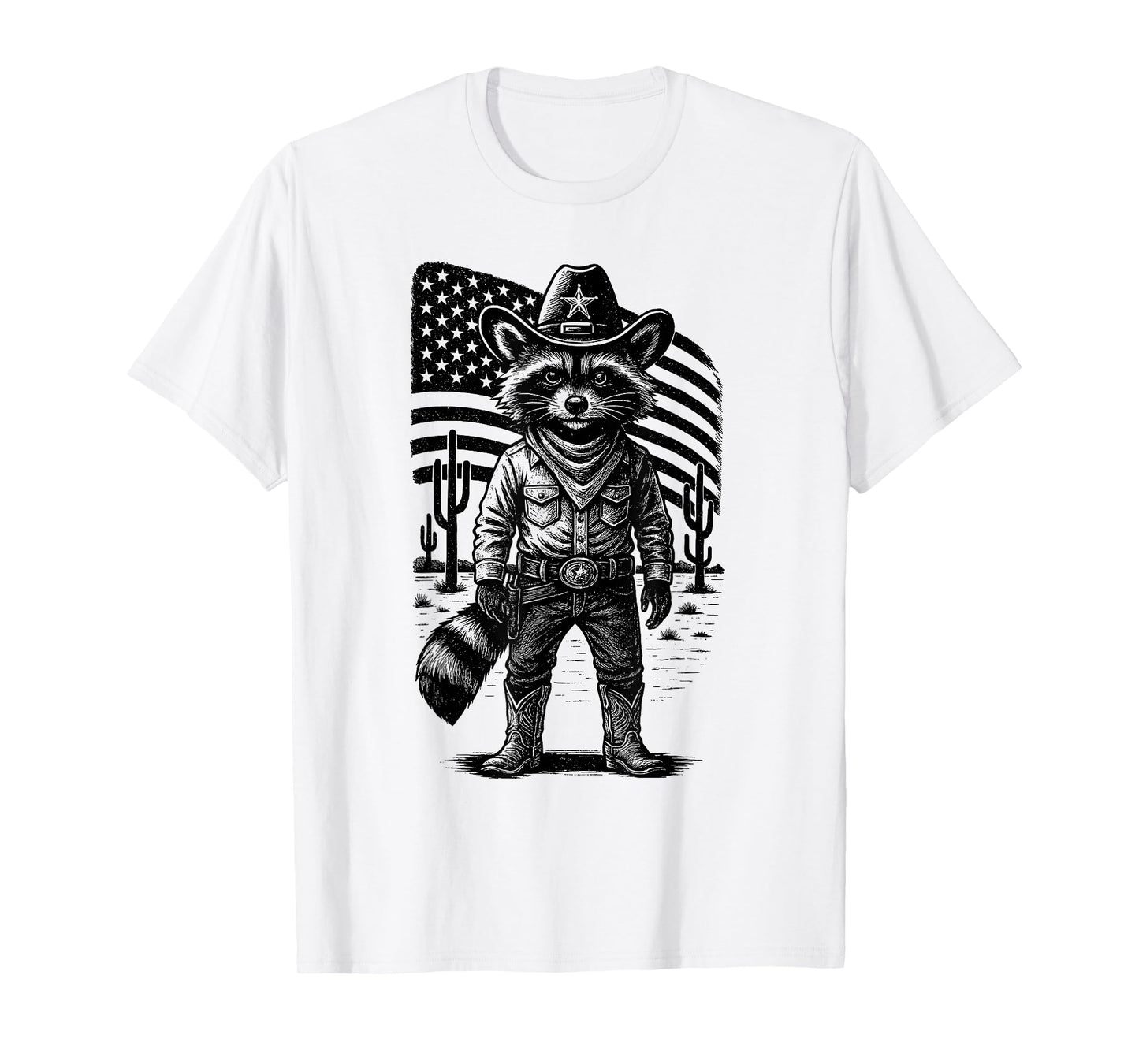 Vintage Raccoon Cowboy | Trash Panda USA Western Country T-Shirt