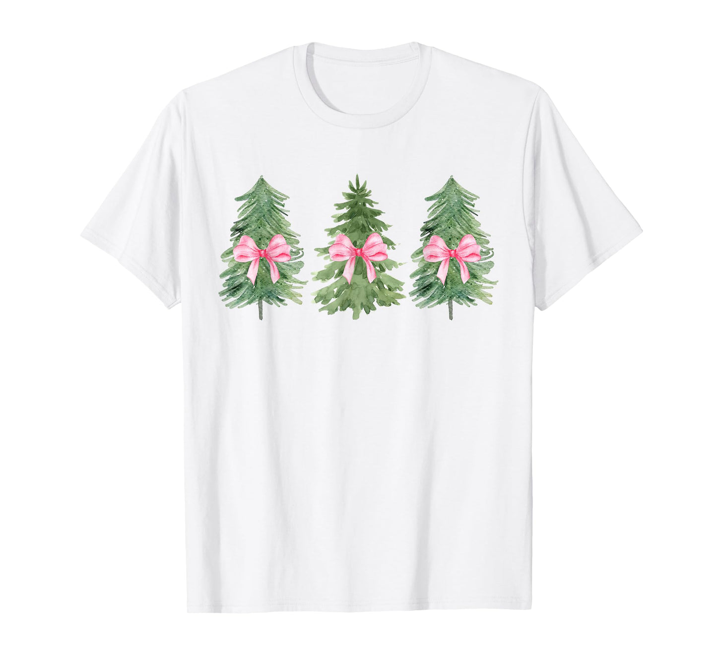 Christmas Tree Coquette Pink Bow Christmas Girly Women Girls T-Shirt
