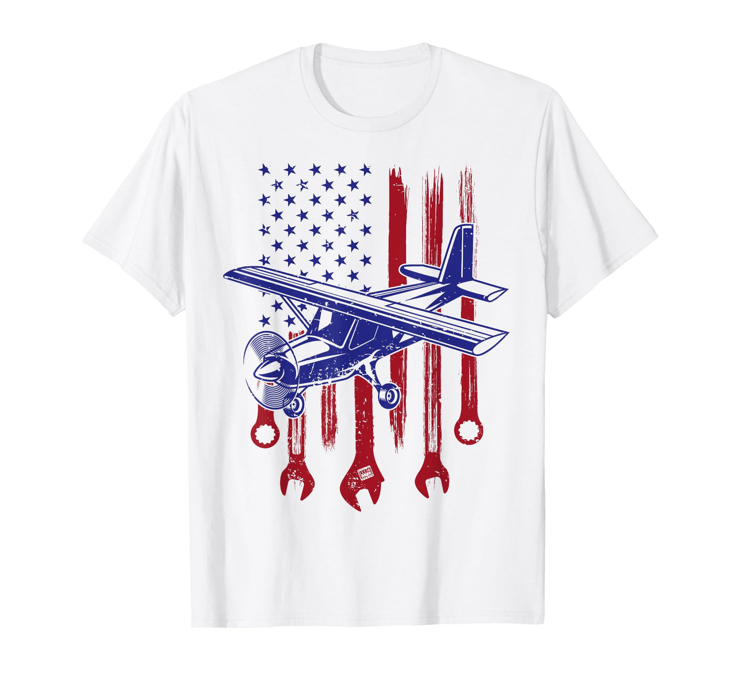 Aircraft Mechanic American Flag Airplane Vintage Gifts Men T-Shirt