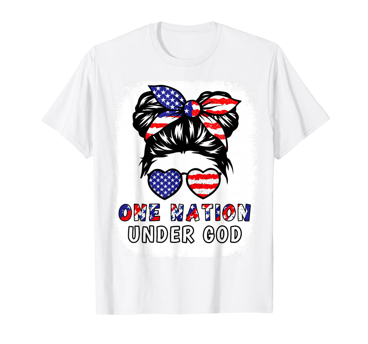 One Nation Under God Girl American Flag Patriotic Christian T-Shirt