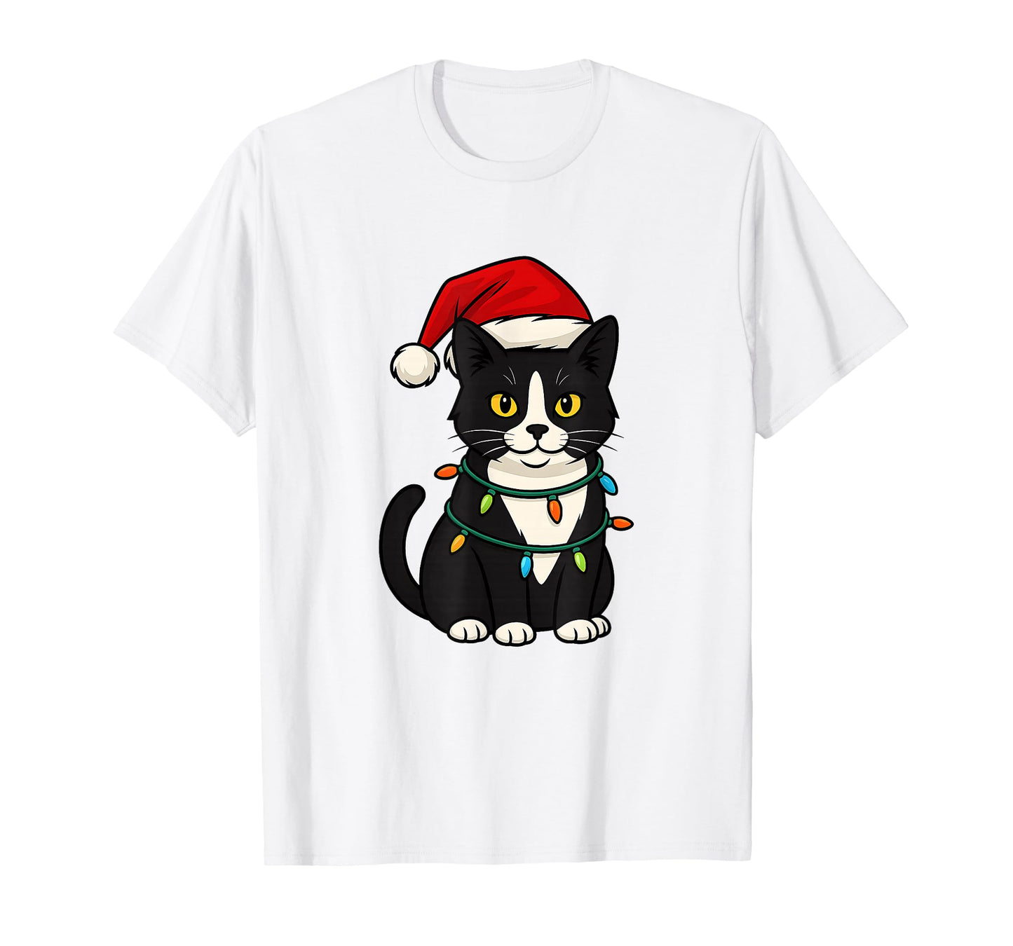Cute Tuxedo Cat with Santa Hat Funny Christmas Xmas Gift T-Shirt