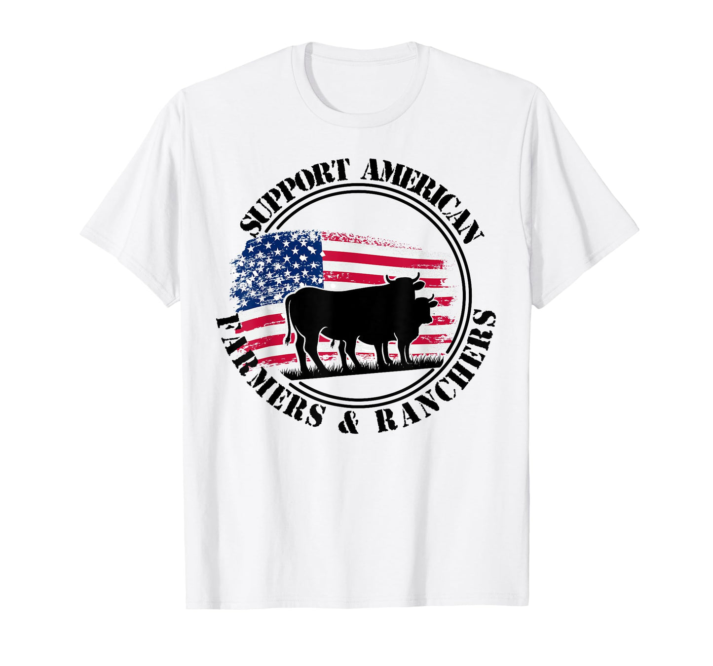 American Flag Patriotic Support American Farmers & Ranchers Women Men T-Shirt