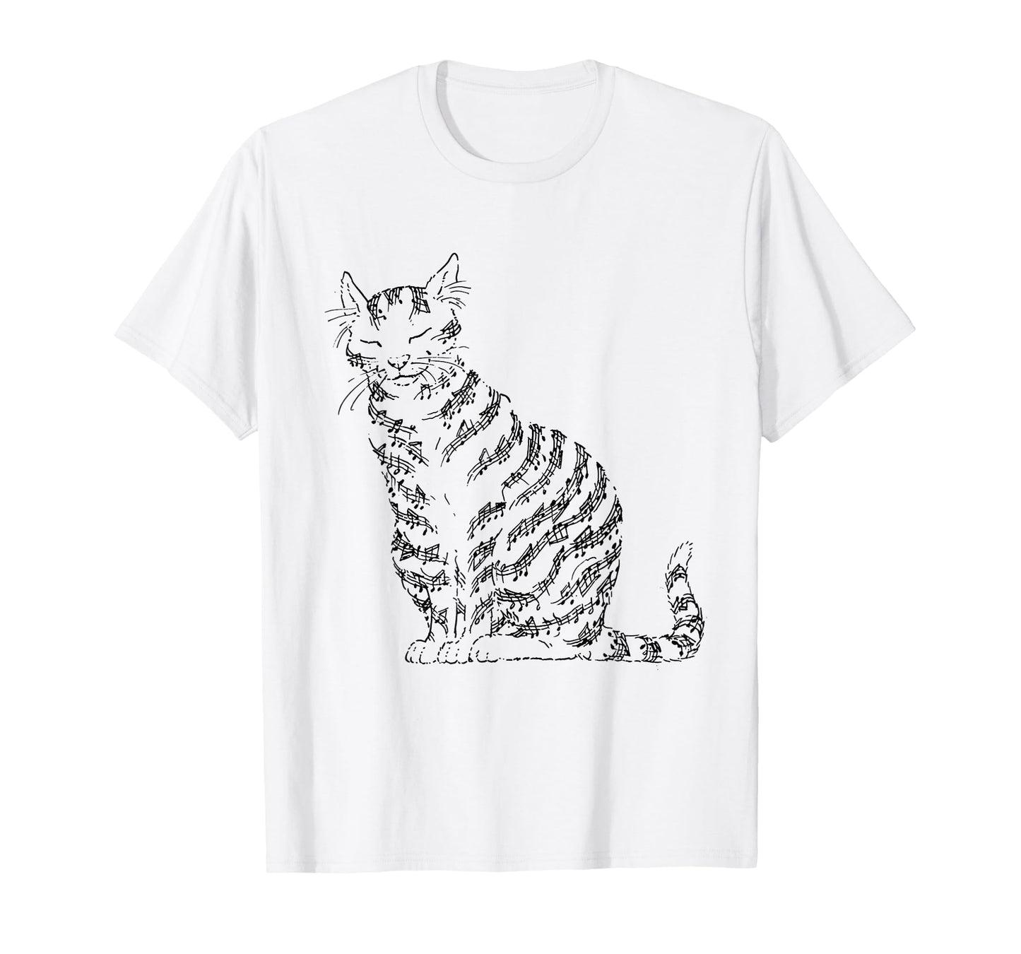 Cute Cat Kitty Playing Music Note Clef Musician Art T-Shirt