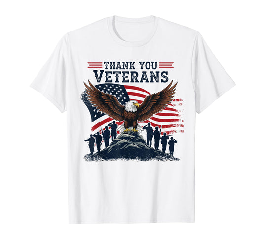 Thank You Veterans Patriotic American Flag Veterans Day T-Shirt