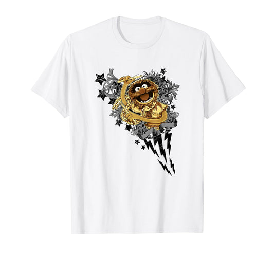 Disney The Muppets Gold Overlay Vintage Animal Rock Drummer T-Shirt