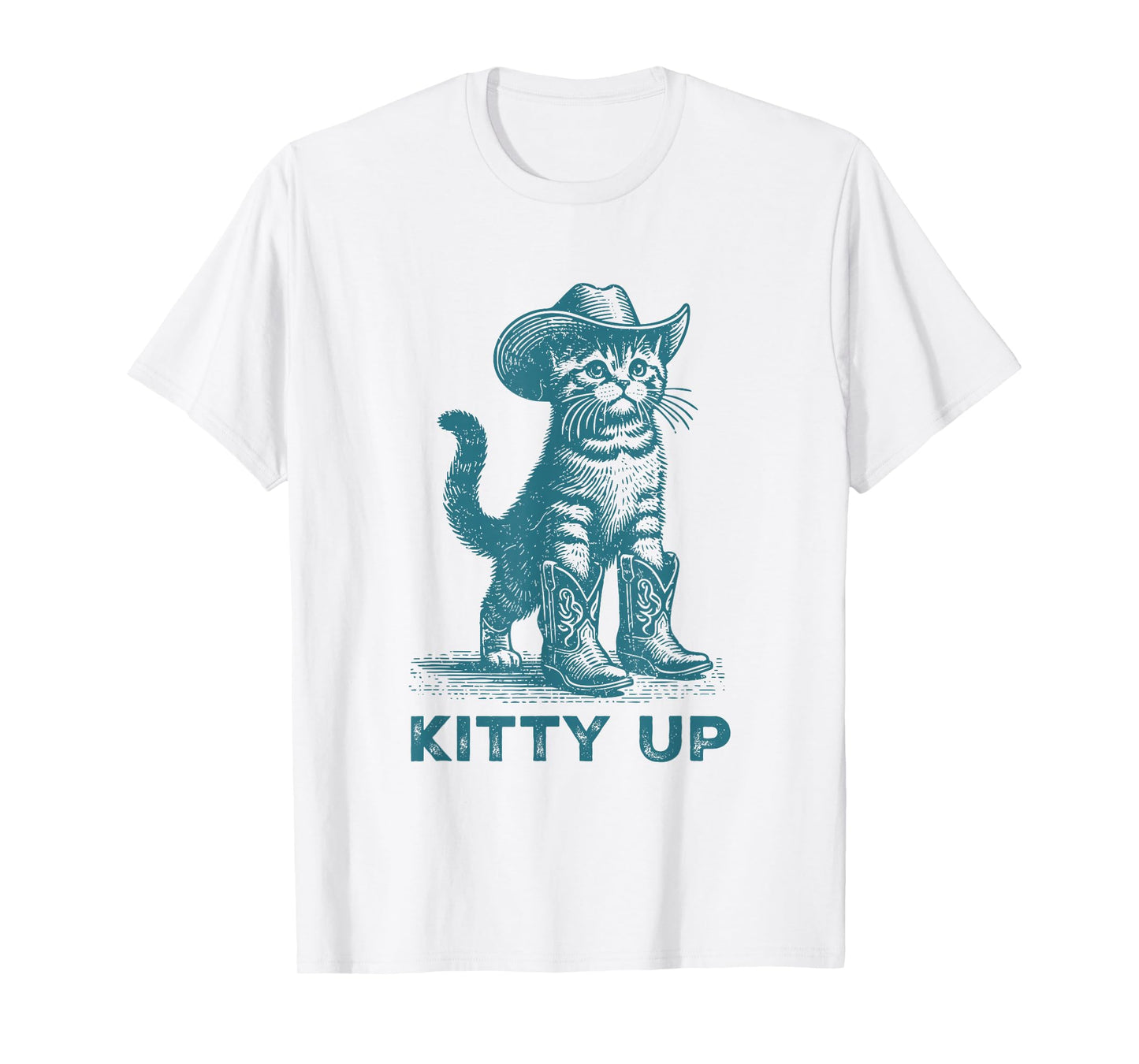 Kitty Up Vintage Country Music Cat Lover Funny Cowboy Cat T-Shirt