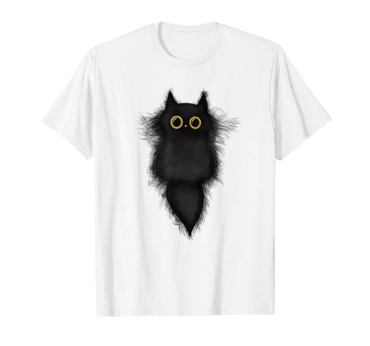 Cute Funny Black Cat Yellow Eyes Cat Lover Cat Mom Cat Dad T-Shirt
