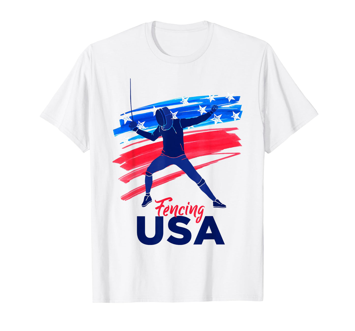 Fencing Support the Team Fencing Player USA Flag T-Shirt