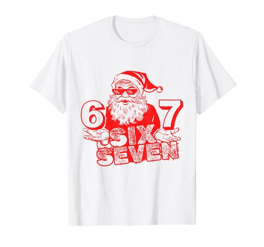67 Christmas 6 7 Meme Six Seven Funny Santa Xmas Boys Teens T-Shirt