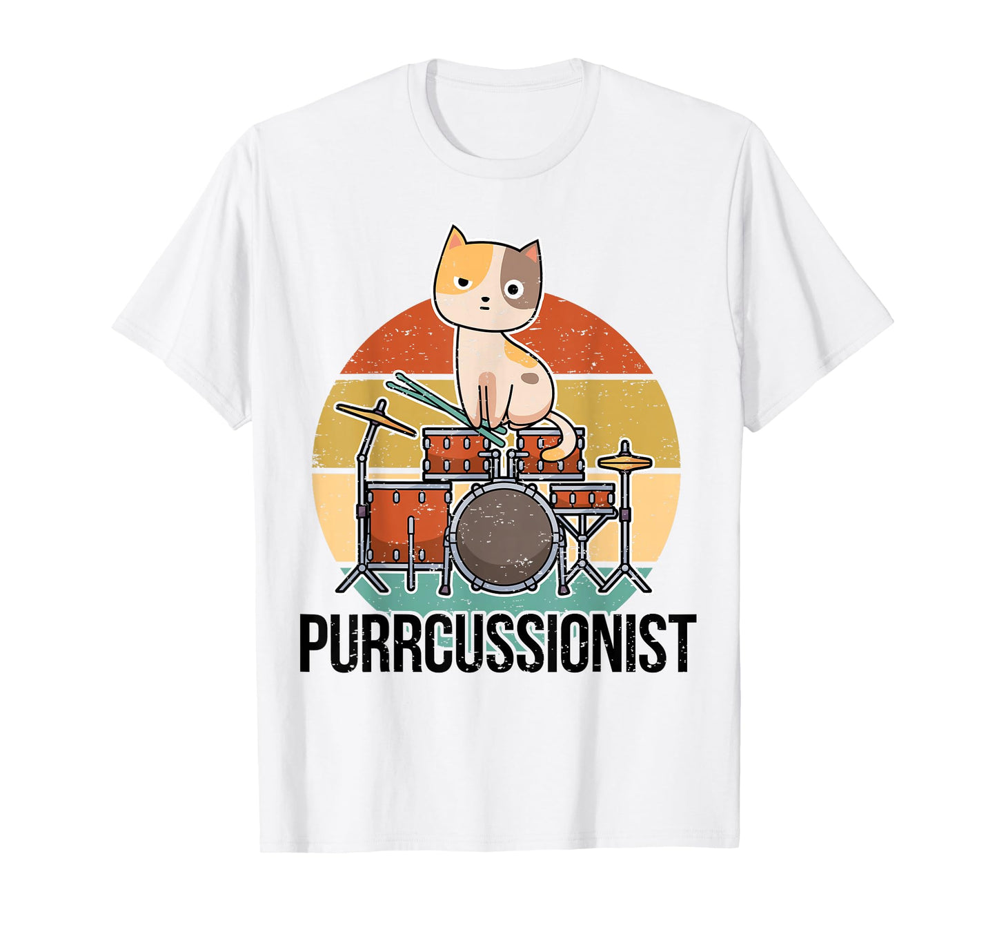 Funny Drumming Cat Percussion T-Shirt