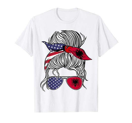 American Albanian Patriot Flag Women Girl Albania Grown T-Shirt