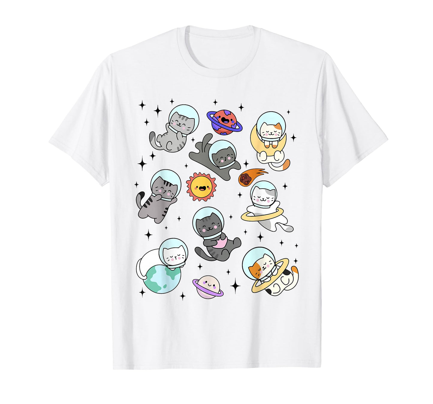 Funny Space Cats Astronaut in Space For Cat Lover Kitten T-Shirt