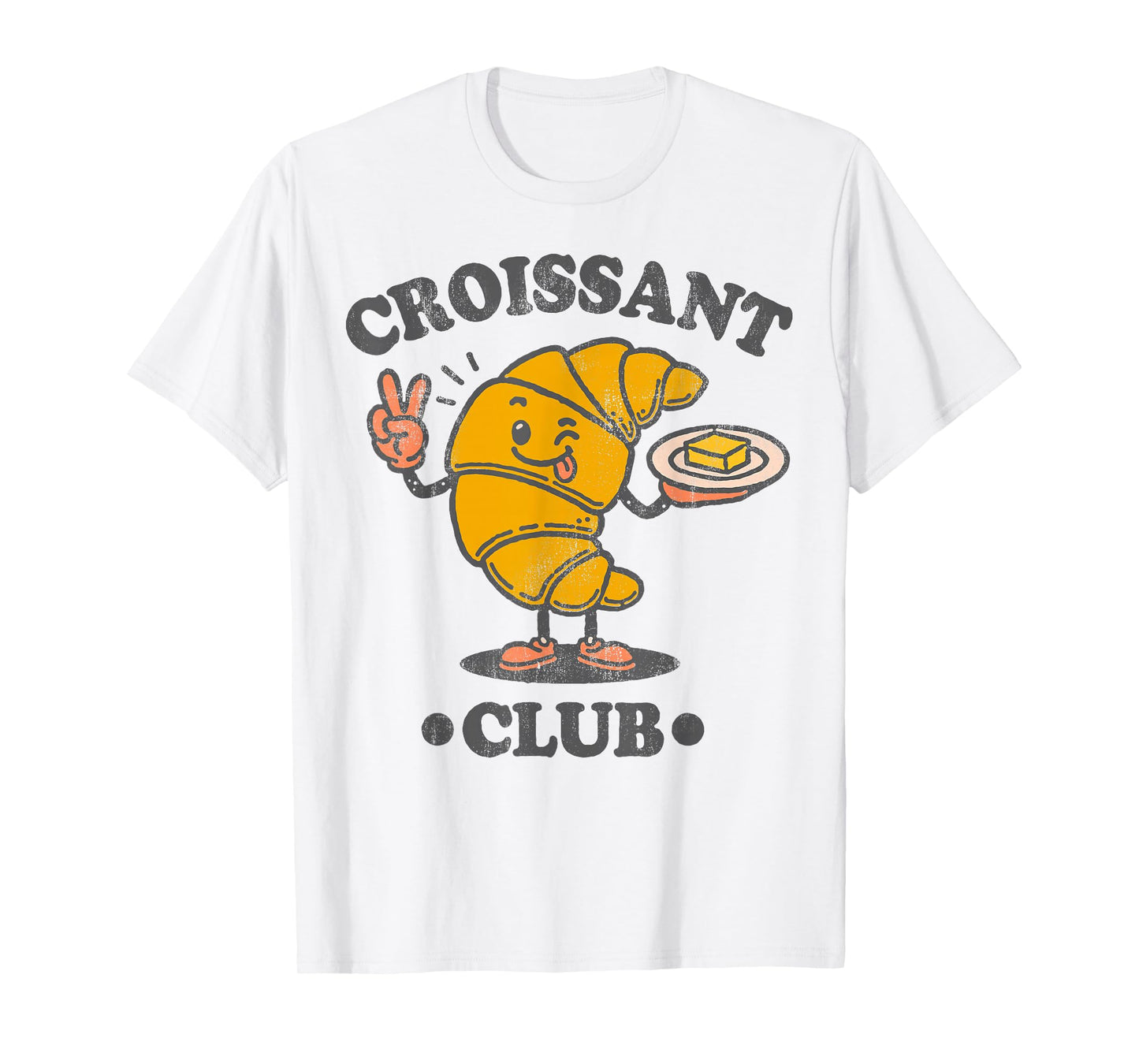 Croissant Club Cute French Pastry Cartoon T-Shirt