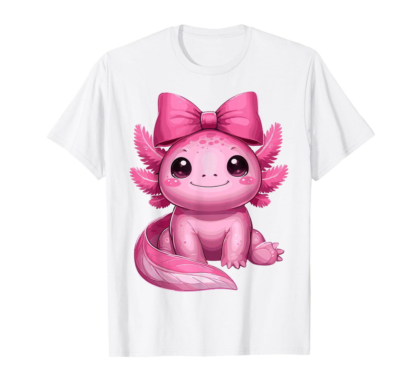 Cute Axolotls With Coquette Bow Axolotl Pink Ribbon T-Shirt