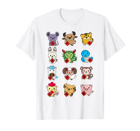 Cute Chinese Zodiac Animal Signs Lunar New Year Gift T-Shirt