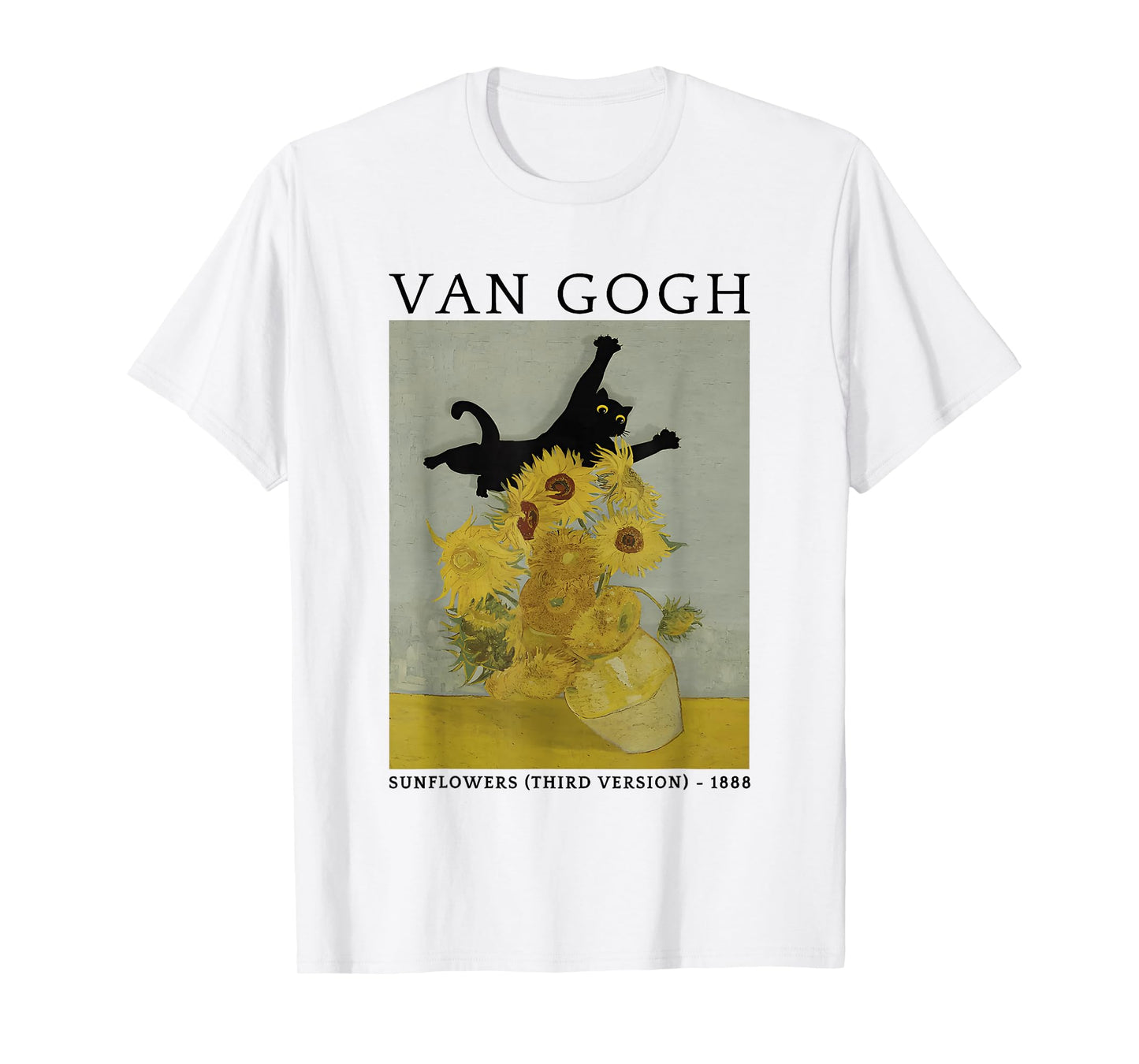 Funny Van Gogh Sunflowers Cat Meme Van Gogh Art Graphic T-Shirt