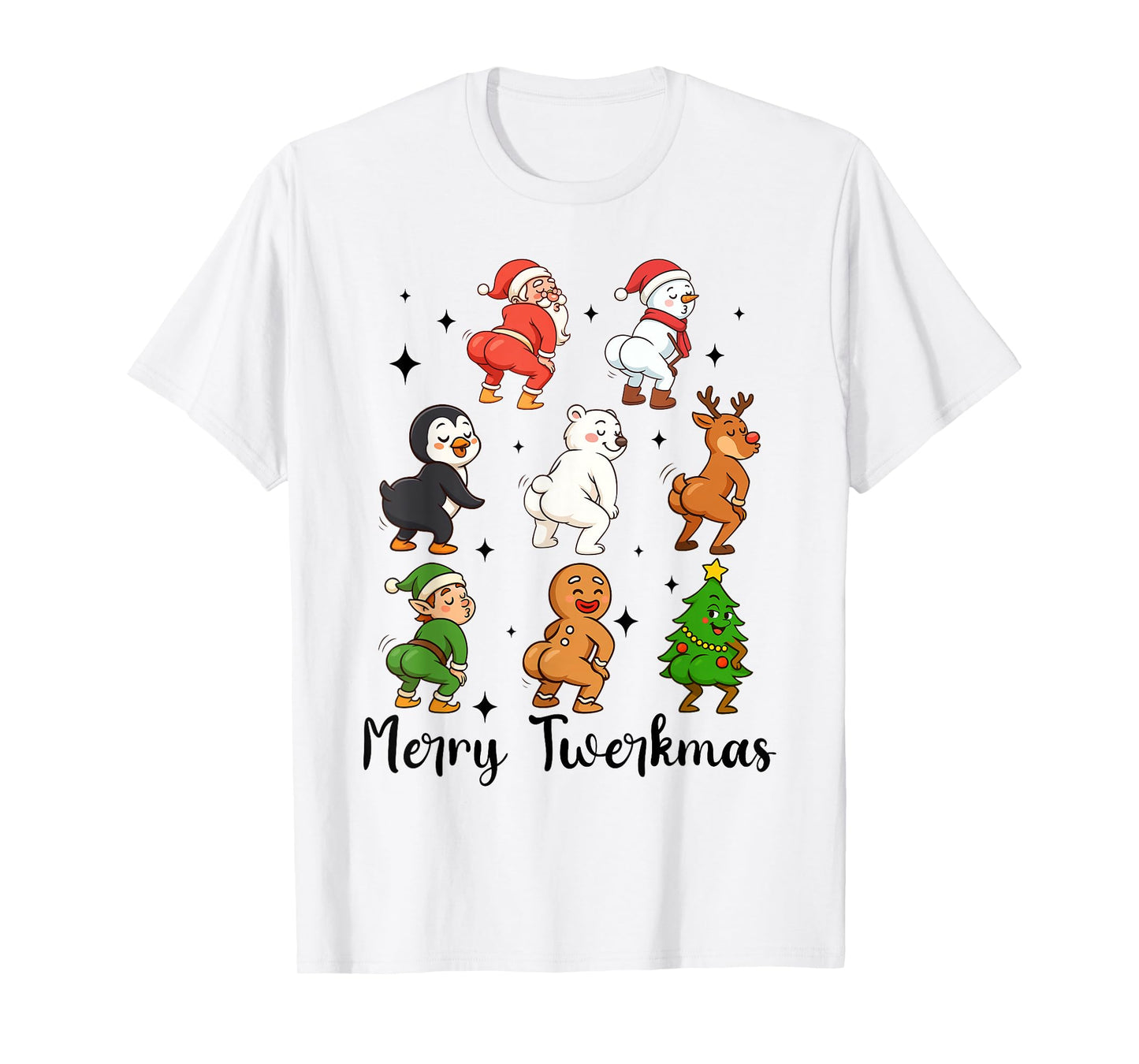 Funny Xmas Merry Twerkmas Christmas Characters Twerk Squad T-Shirt