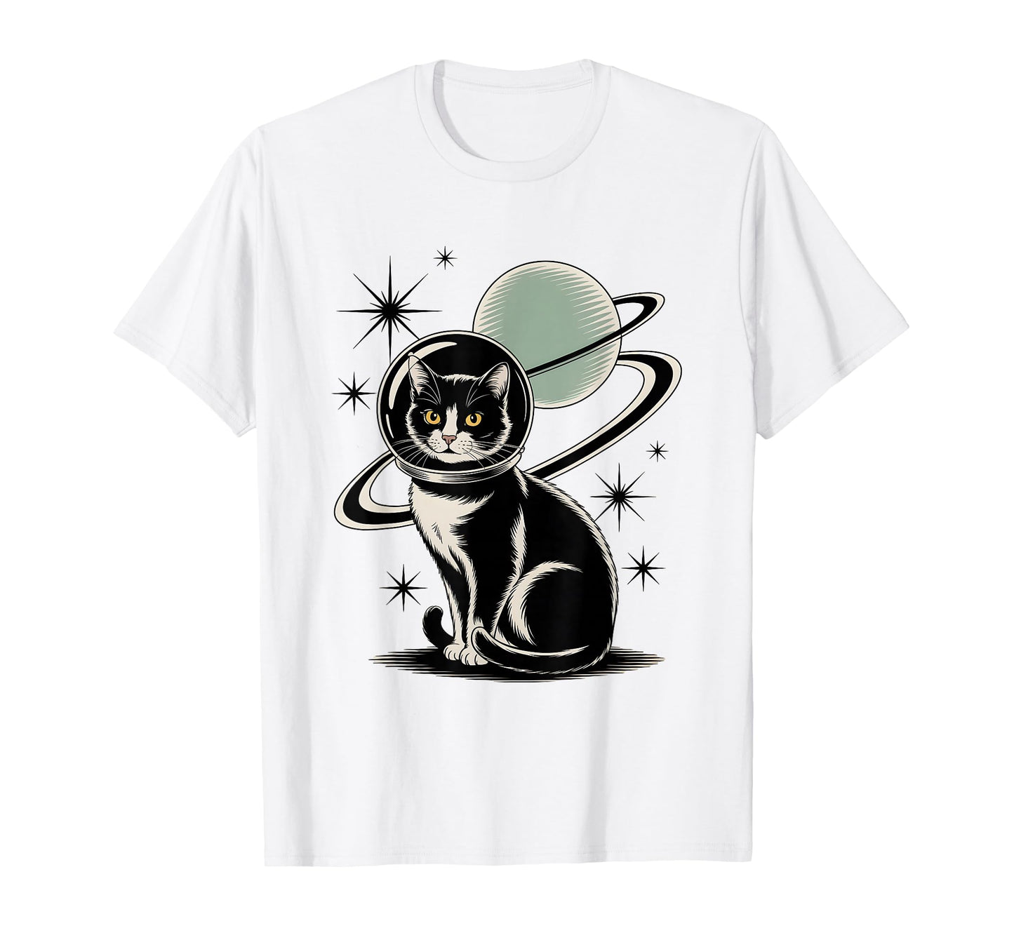 Tuxedo Cat Astronaut in Space T-Shirt