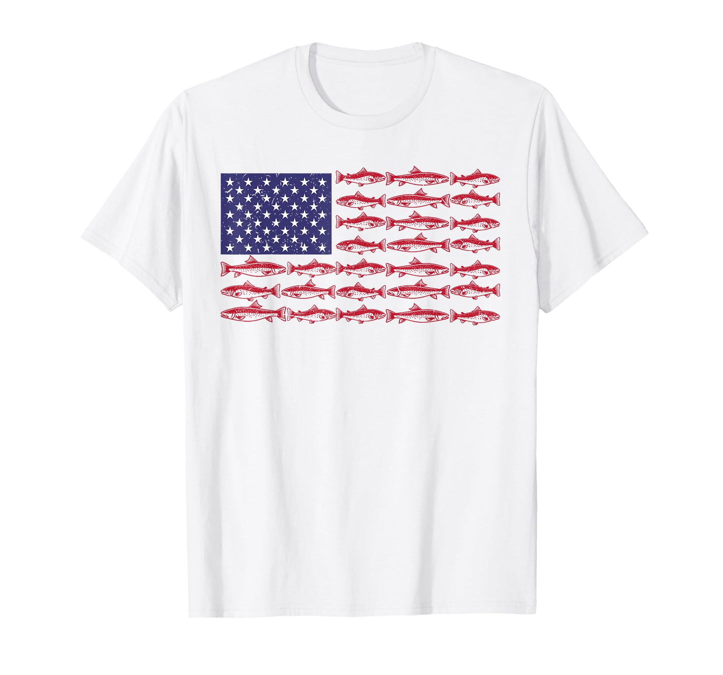 Fishing American Flag Boy Men Largemouth Bass Fish Patriotic T-Shirt