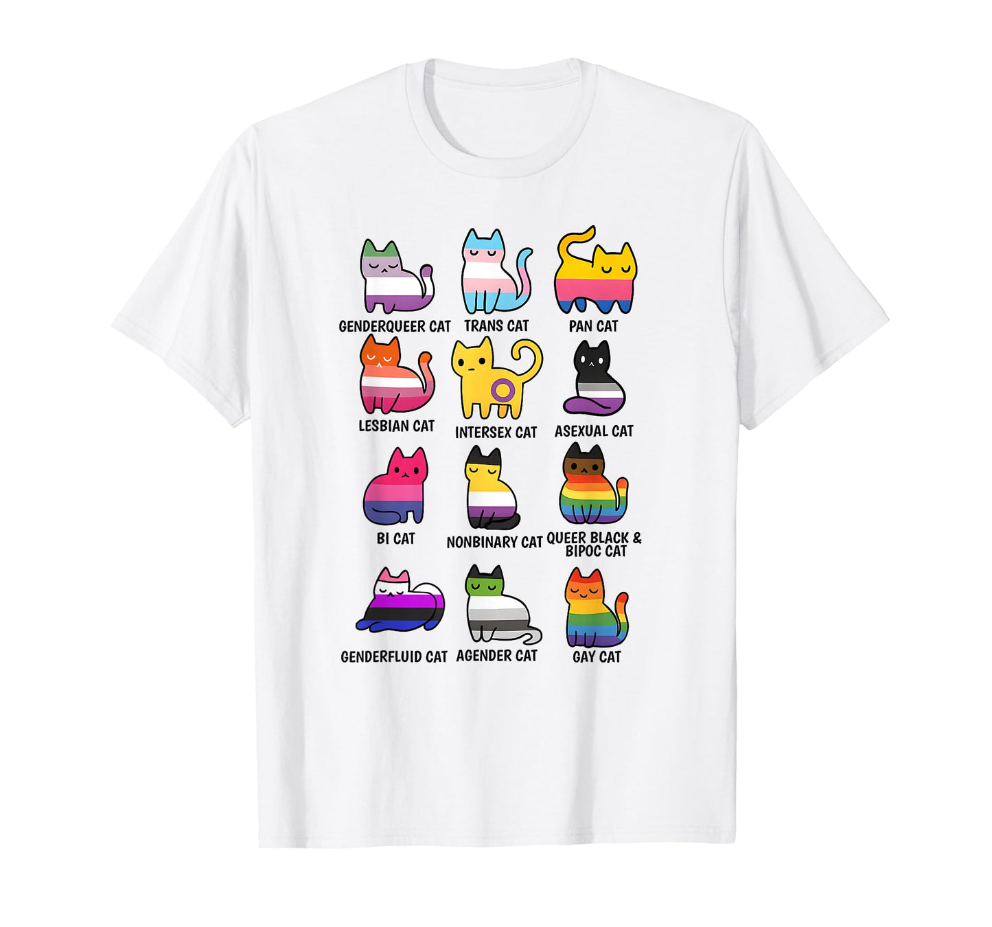 Cute Retro LGBT Cat Pride & Equality Graphic apparel T-Shirt