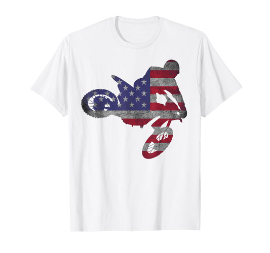 Dirt Bike American Flag T-Shirt | Motocross Enduro Shirt T-Shirt