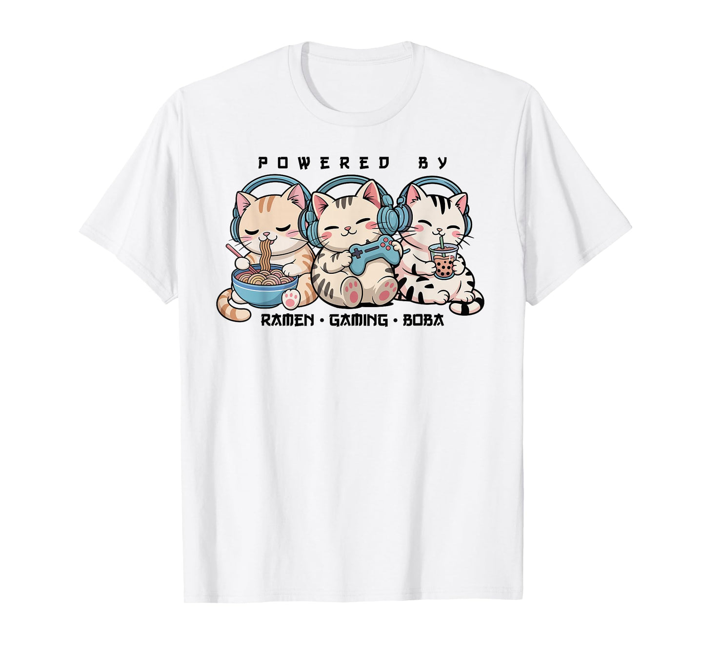 Gaming Cats Powered by Gaming & Rame Gamer Kawaii Cats T-Shirt
