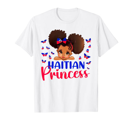 Haitian Princess Haiti Flag Melanin for Black Girls Kids T-Shirt
