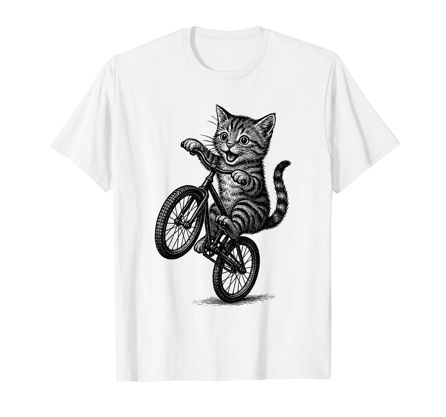 Vintage Kawaii Cute Cat Riding Bicycle Cycling Biker Cyclist T-Shirt