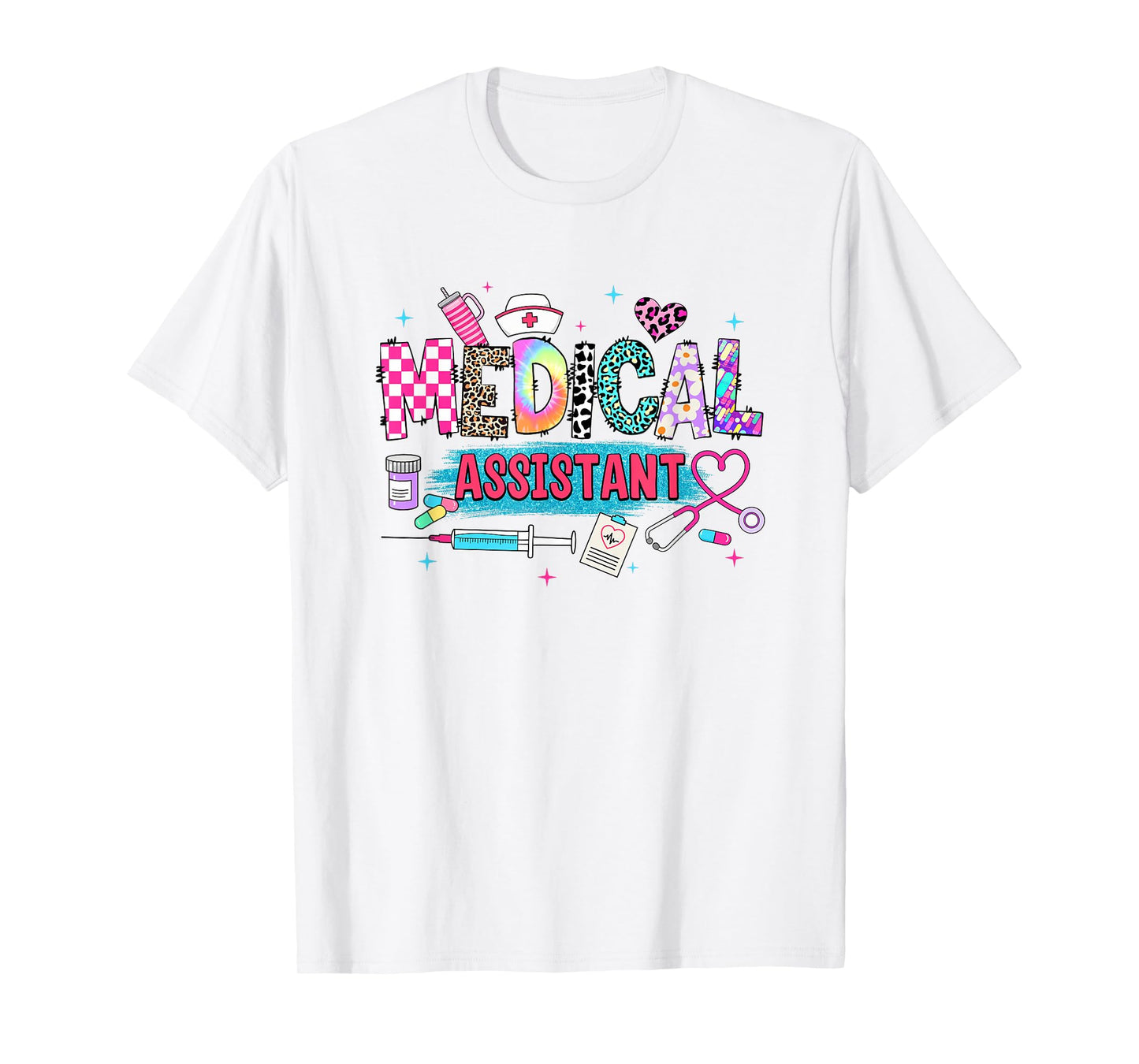 CMA Medical Assistant Nurse Leopard Stethoscope Women Work T-Shirt