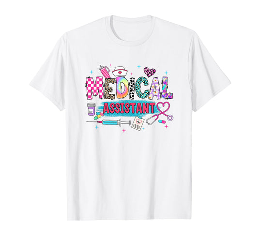 CMA Medical Assistant Nurse Leopard Stethoscope Women Work T-Shirt