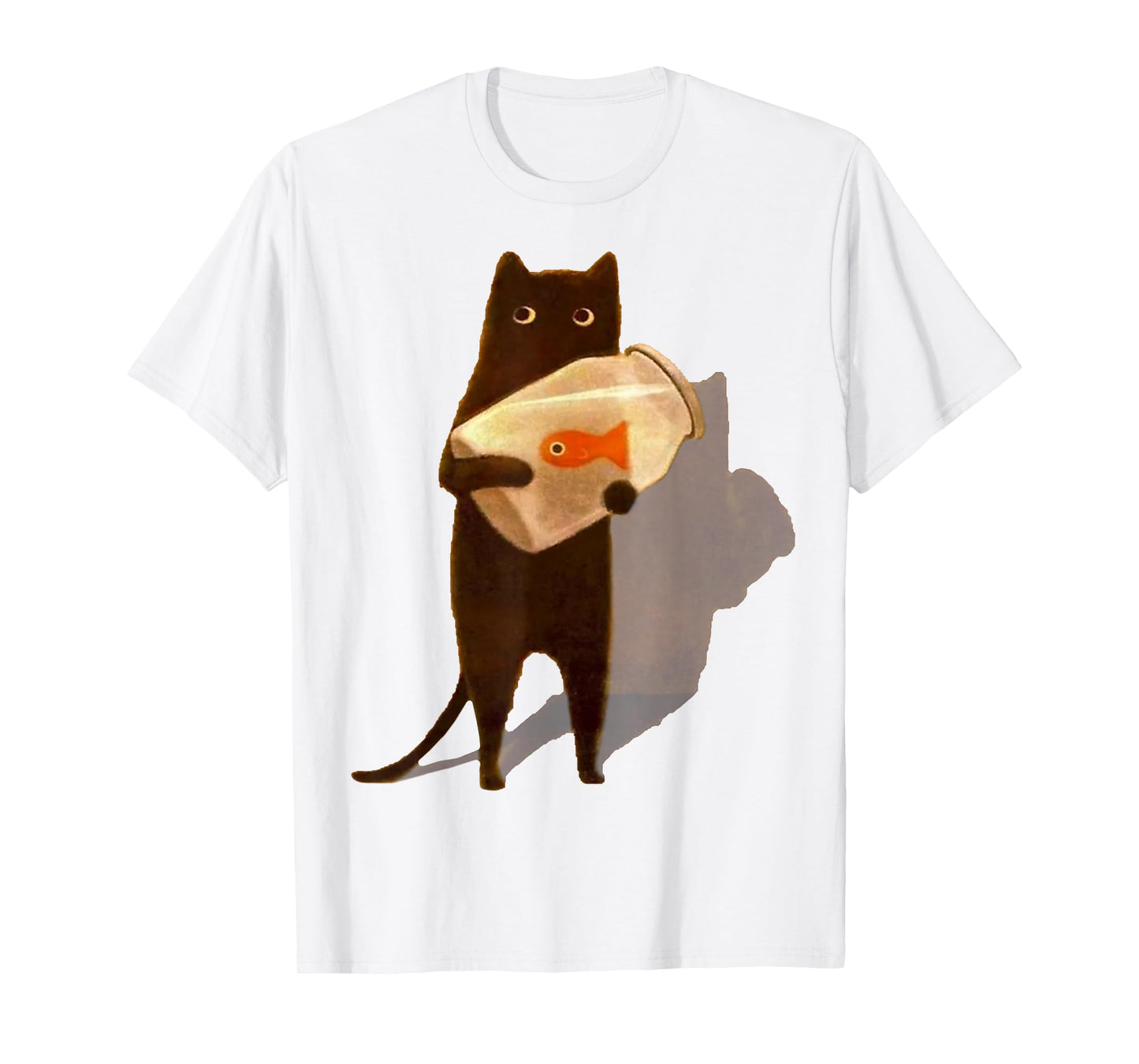 Eagerlys Cat Holding Goldfish Bowl Art Vintage T-Shirt