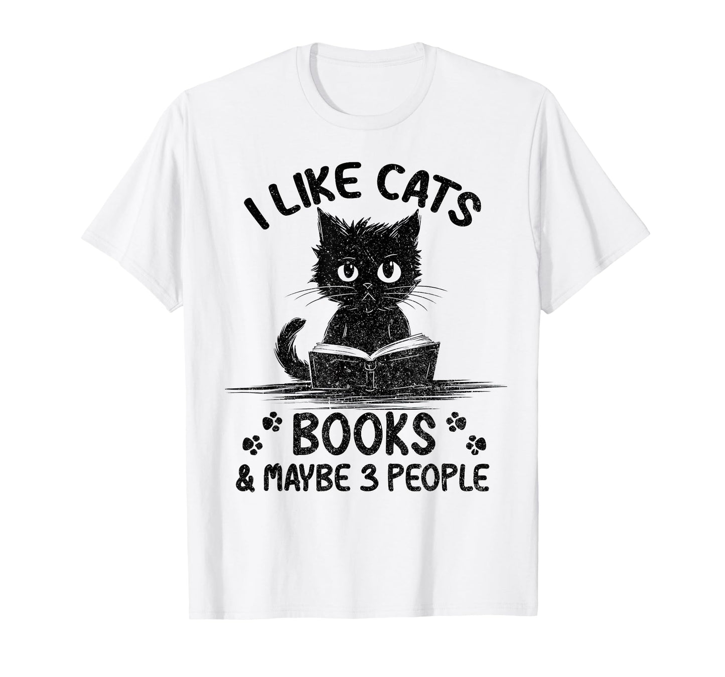 I Like Cats Books And Maybe 3 People Vintage Funny Cat Lover T-Shirt for Men Women
