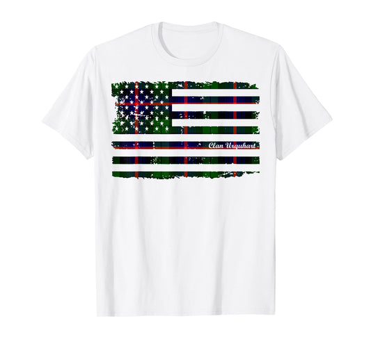 Urquhart surname American Flag Scottish tartan T-Shirt