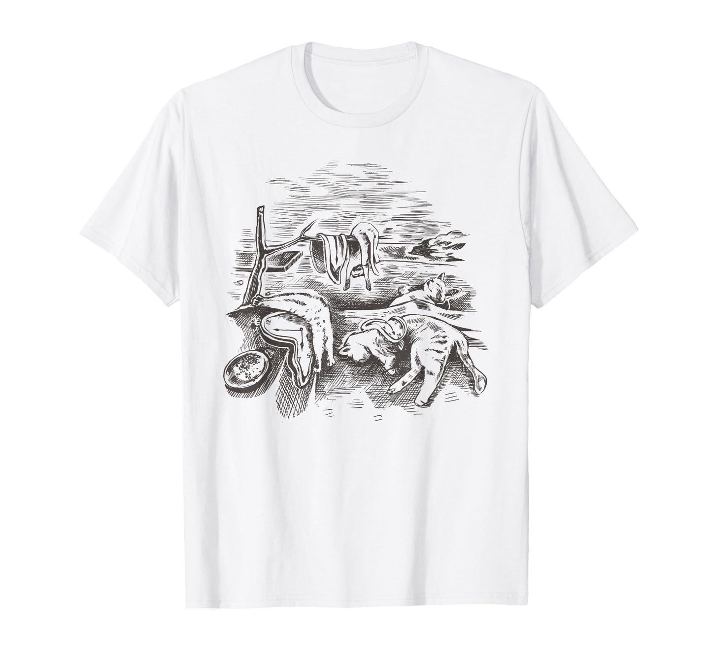 The Persistence of Memory Dali Clock Cats Parody Men Women T-Shirt