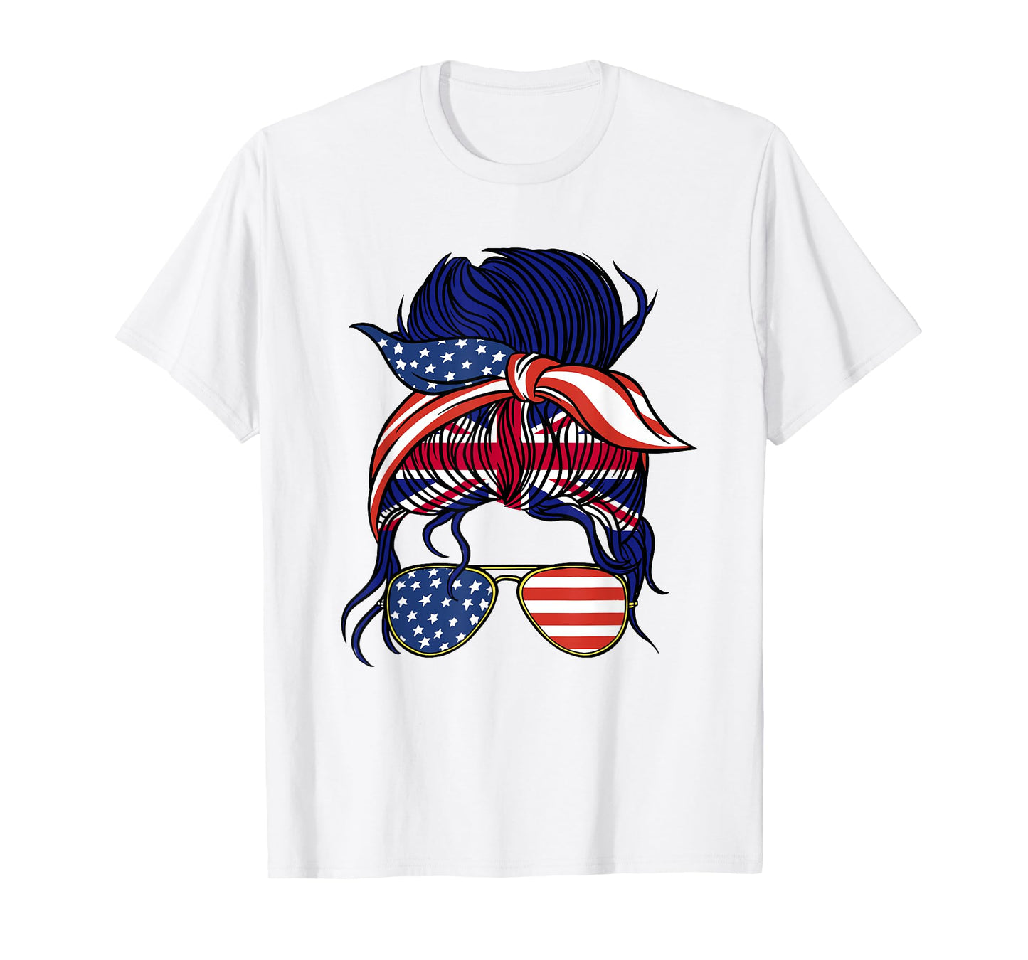 Half American British Roots United Kingdom USA Messy Bun UK T-Shirt