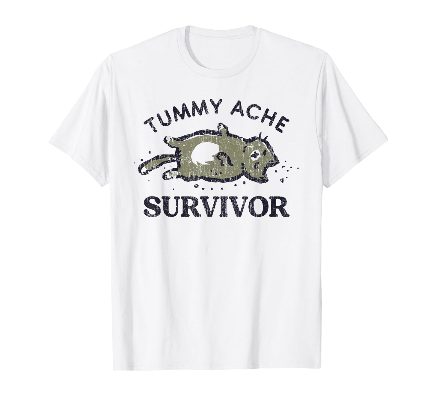 Tummy Ache Survivor Funny Cat Graphic T-Shirt