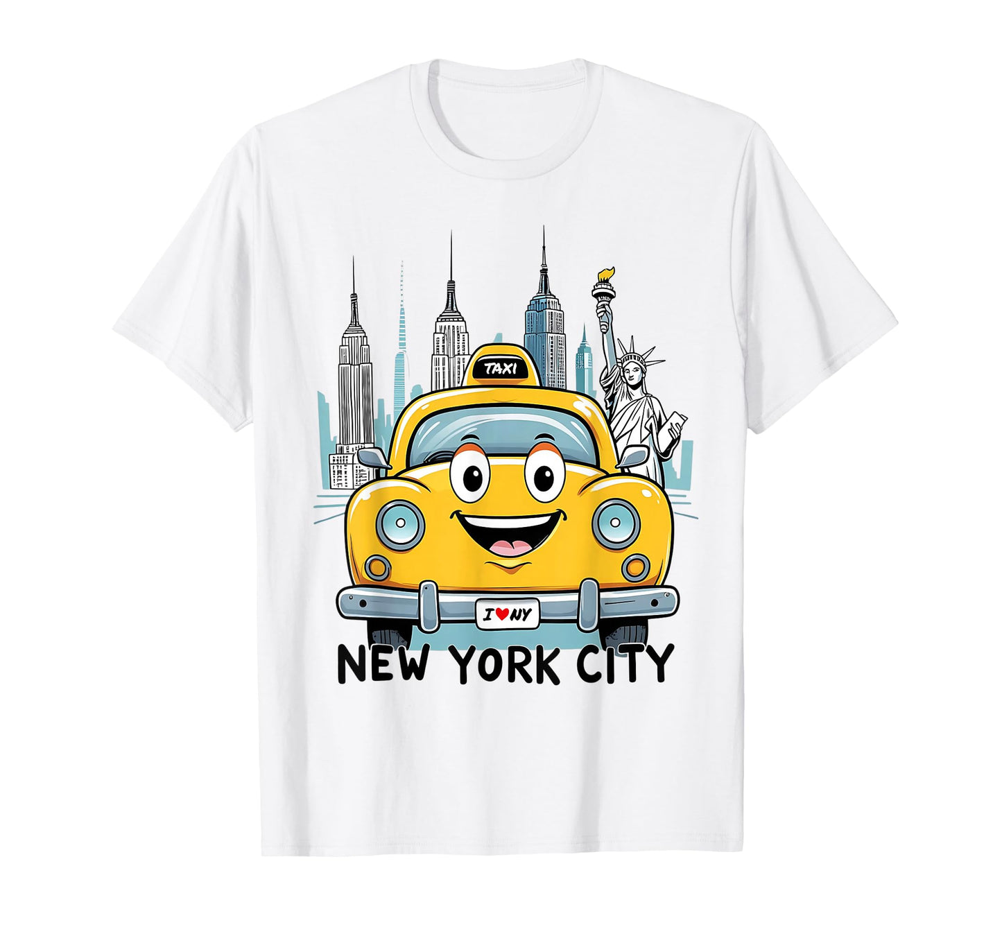 Cute Kids New York City Yellow Taxi Iconic Statue of Liberty T-Shirt