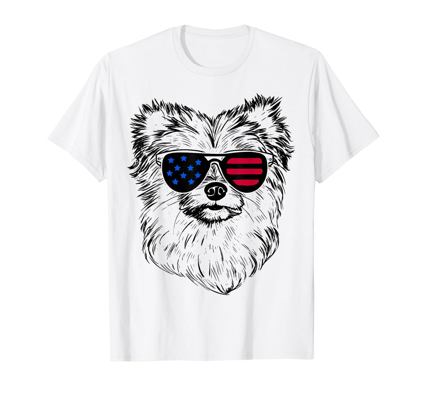 Aussiepom Dog 4th July America USA Flag Men Women Kids T-Shirt