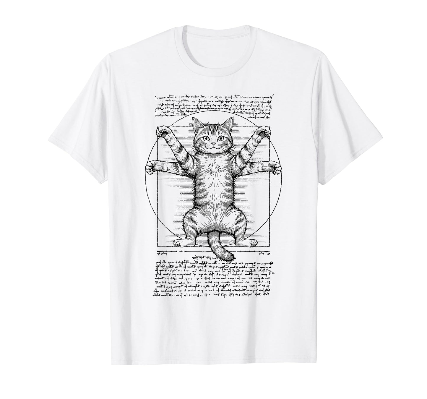 Vitruvian Man Cat Lover Funny Leonardo Da Vinci Tabby Cats T-Shirt
