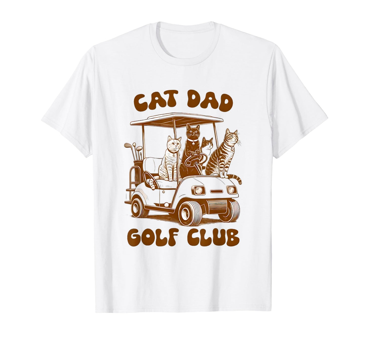 Father's Day Cat Dad Golf Club Funny Cat And Golf Lover T-Shirt