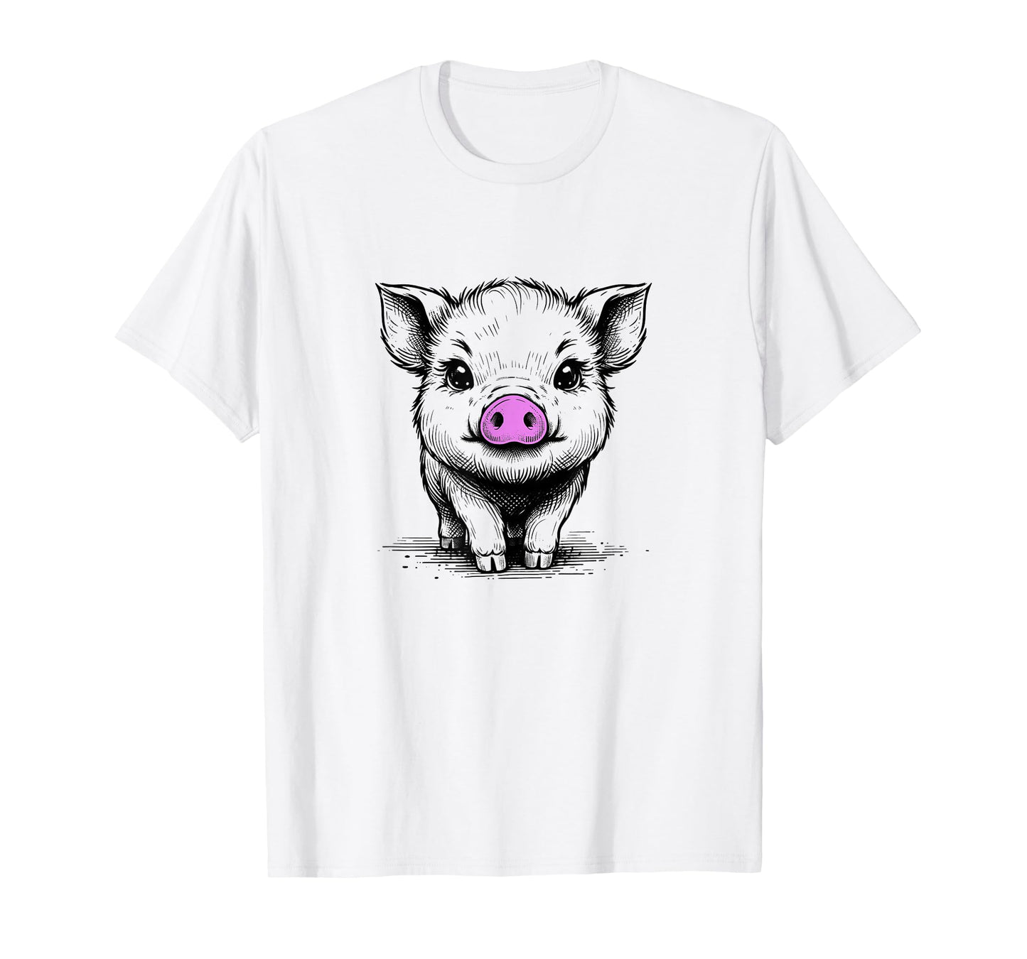 Cute Pig With Pink Nose Drawing T-Shirt