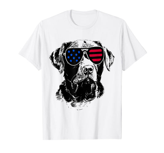 Chocolate Labrador Dog 4th July America USA Flag T-Shirt for Men Women Kids