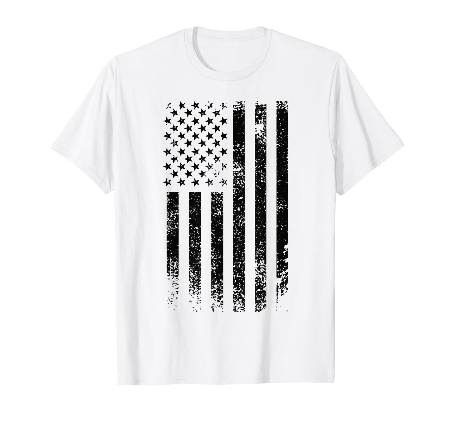 Patriotic USA Black American Flag Distressed Grunge Graphic T-Shirt