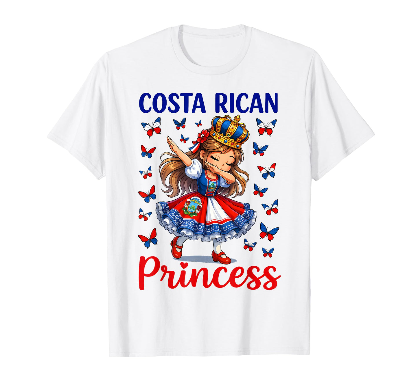 Costa Rican Princess Dabbing Girl Cute Costa Rica Outfit T-Shirt