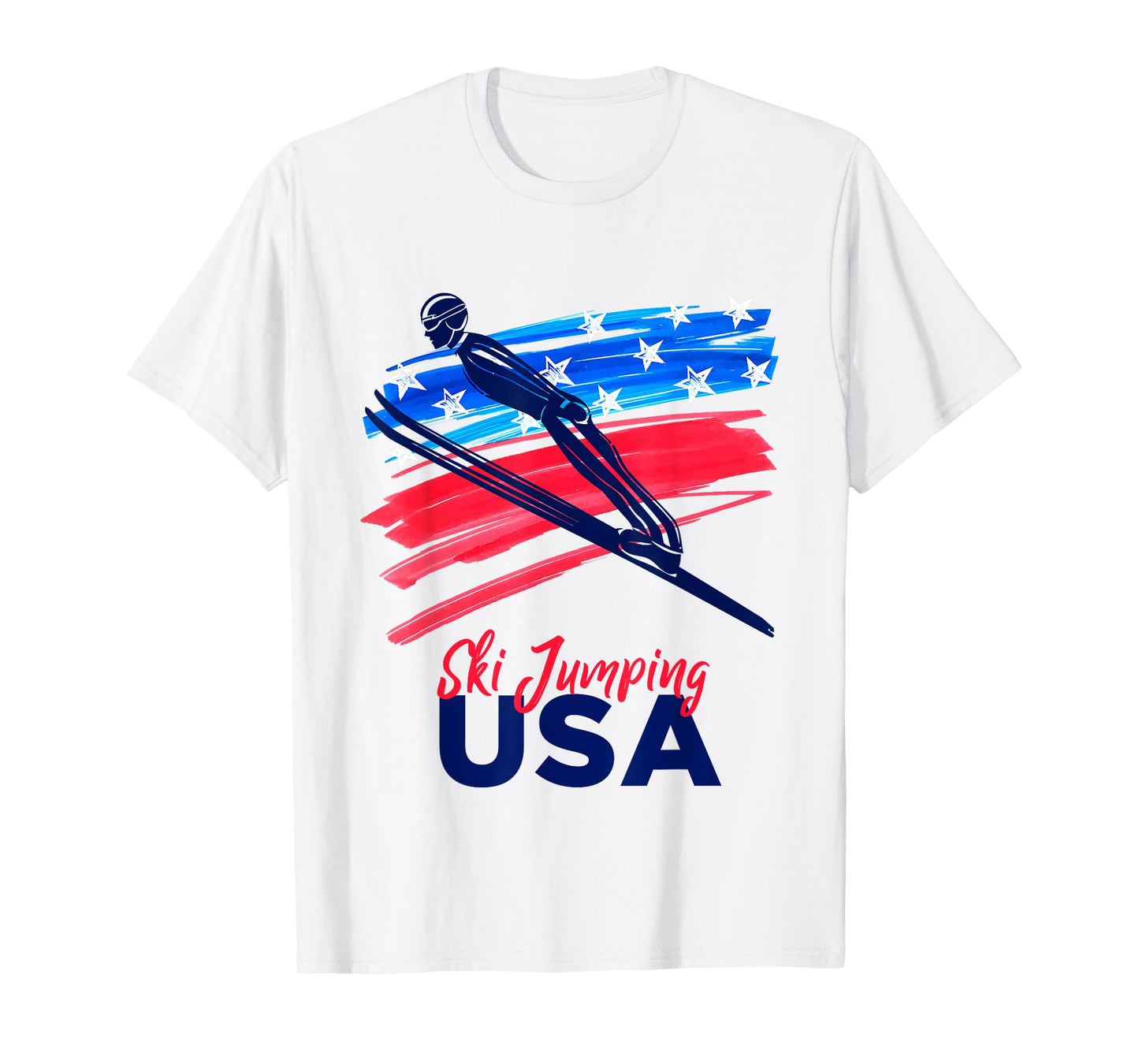 Ski Jumping USA Support the Team Tshirt USA Flag Hill Jump T-Shirt for Women Kids Men