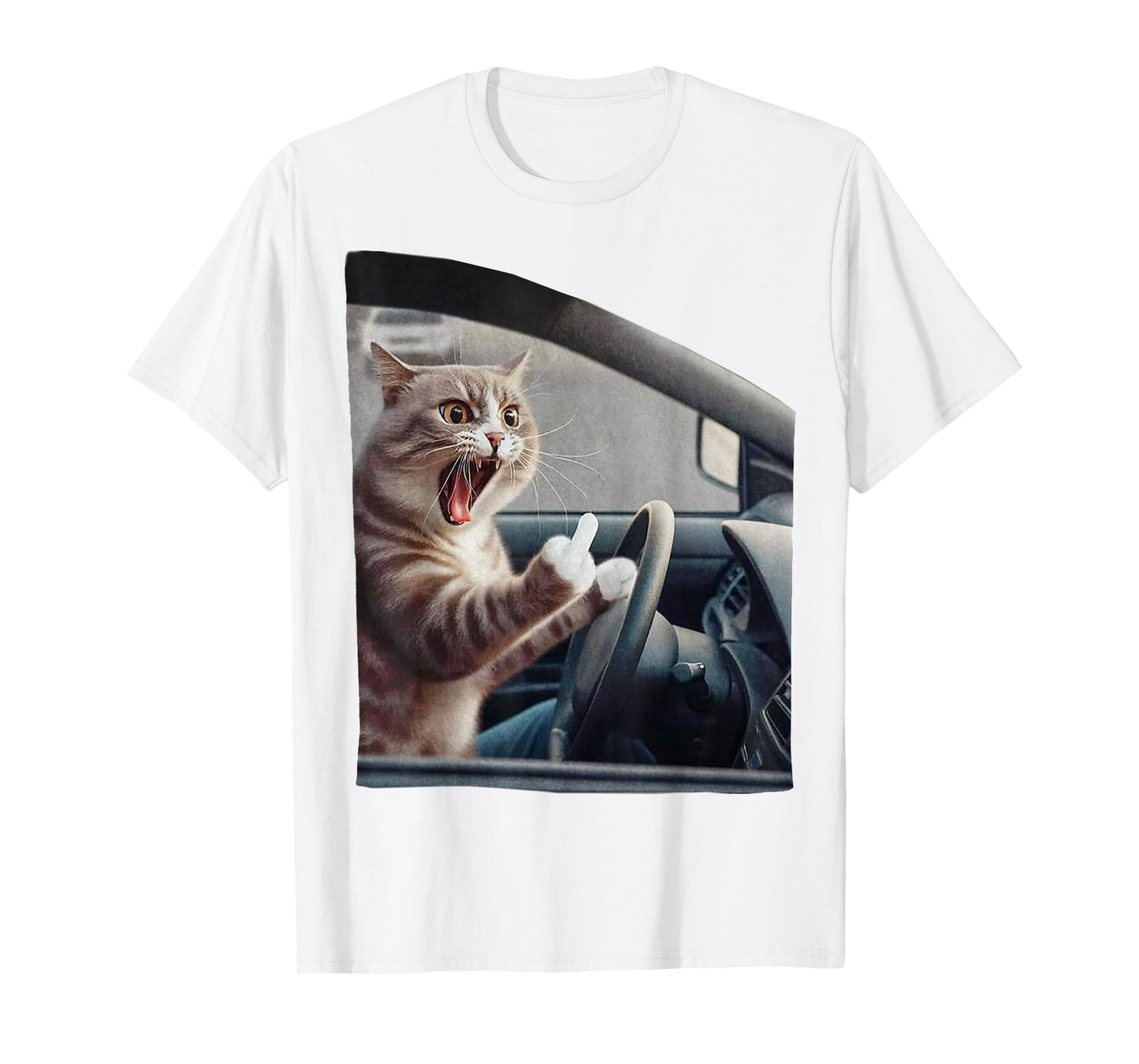 Eagerlys Cat Angry Kitten Driver Funny Art Grumpy Funny Fk T-Shirt