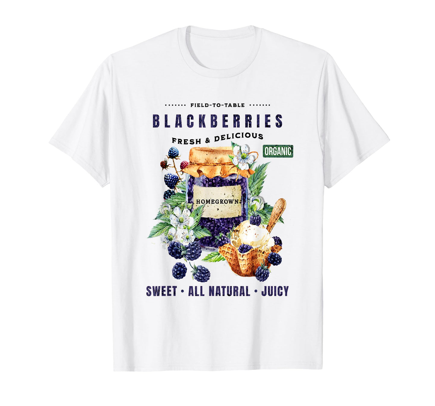 Cute Farm Shirts - Blackberry Harvest with Ice Cream T-Shirt