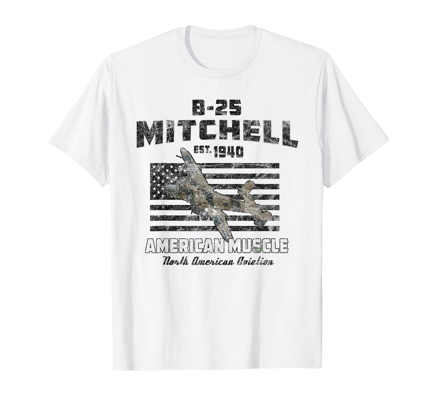 B-25 Mitchell WWII Bomber American Muscle Vintage T-Shirt